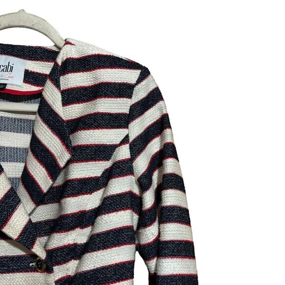 CAbi Style #5094 Jacket Women 4 Multicolor Tweed Cruise Striped Nautical Blazer - Picture 2 of 7